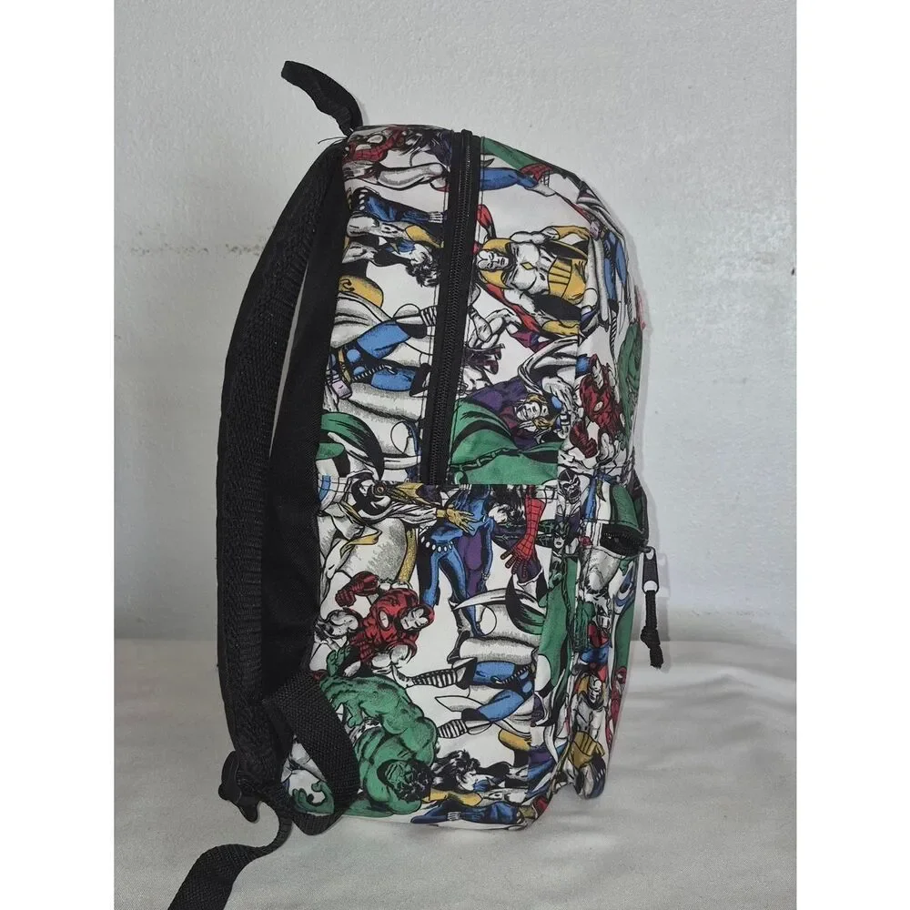 Marvel Avengers Multicolor Comic Character Backpack - White Base